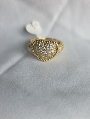 14k Gold Plated Heart Pavé Crystal Ring